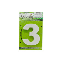 NUMERO LUBIAN 3D BRANCO ABS 3 10CM