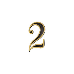 NUMERO COLONIAL PRETO/DOURADO N.2