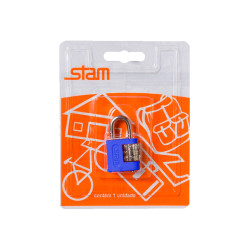 CADEADO C/SEGR.STAM 25MM CART.AZUL